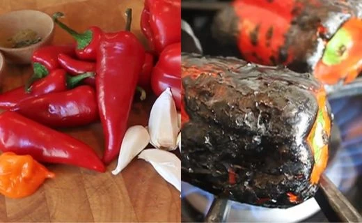 Fire-Roast the Red Bell Peppers