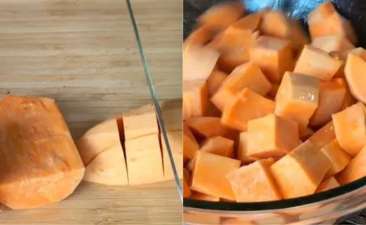 Preheat and Prep Sweet Potato
