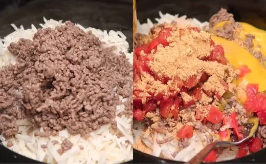 Add the Cooked Beef and Seasonings