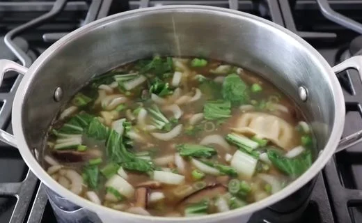 Add the Vegetables and Potstickers