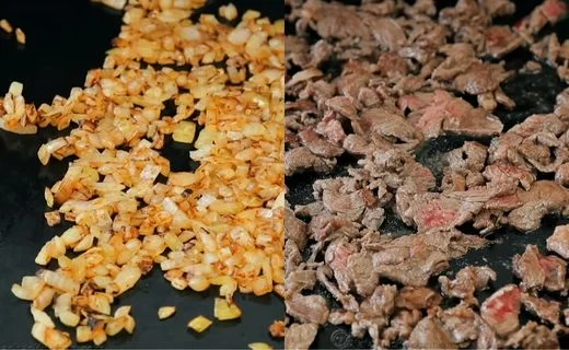 Caramelize the Onions & Cook the Ribeye Steak