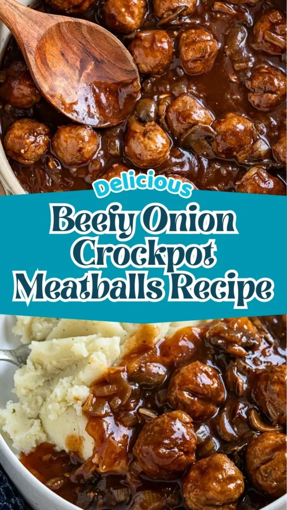 Homemade Beefy Onion Crockpot Meatballs