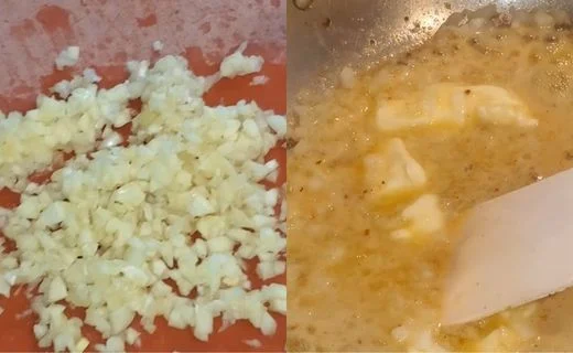 Prep the garlic & onion & Start the cowboy butter sauce