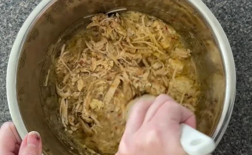 Shred the Chicken & Combine Chicken with Sauce